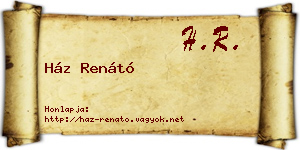 Ház Renátó névjegykártya